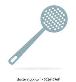 Plastic skimmer with holes vector flat material design object. Isolated illustration on white background.