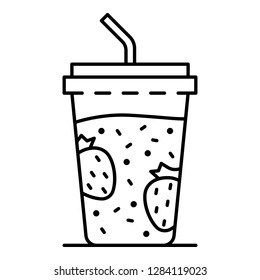 Plastic smoothie glass icon. Outline plastic smoothie glass vector icon for web design isolated on white background