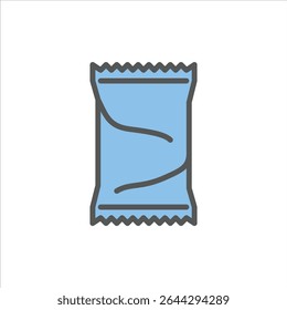Icono de contorno lleno de bocadillo de plástico. Ilustración de línea de color de desechos plásticos.