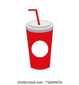 plastic soda cup with straw disposable takeaway