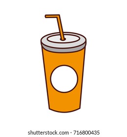 plastic soda cup with straw disposable takeaway