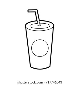 plastic soda cup with straw disposable takeaway