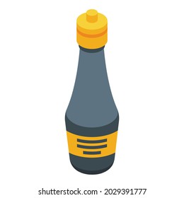 Plastic soy bottle icon isometric vector. Chinese sushi soy. Asian condiment