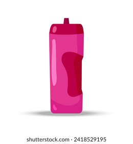 Plastic sports bottle for active training. Drink containers. Caring for the environment. Drink more water. Water bottle colored vector icon isolated on white. Beverage flask, vector water container
