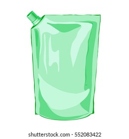 Plastic spout pouch or pack can use for liquid. Bag paper or foil on white background