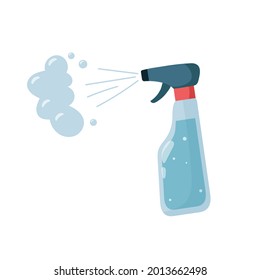 Plastic spray bottle. Disinfectant spray isolated on white background. Vector illustration