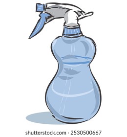 Plastic Spray Bottle  Household Cleaning Tool Vector Illustration