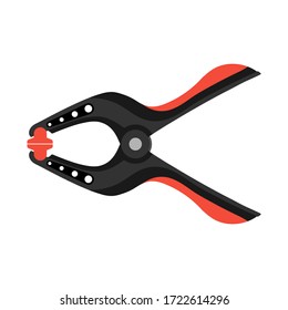 Plastic spring clamp vector flat illustration