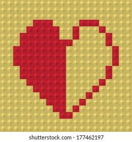 plastic square shape background with red heart