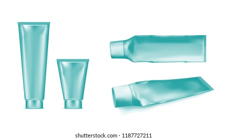 Plastic squeezed tube. Packaging for cosmetics and toothpaste.