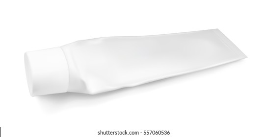 Tubo apretado de plástico. Embalaje para cosméticos y pasta de dientes.