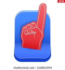 Plastic stadium seat and fan foam finger. The concept of the fan zone and the sale of tickets for the match. Sport arena and stadium. Vector illustration isolated on white background