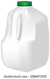 Plastic Standard Gallon Jug Of Milk. Vector Illustration Of An Organic Milk Package