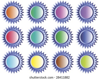 plastic star-buttons with different colored center