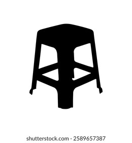 Plastic stool chair silhouette vector flat illustration design.