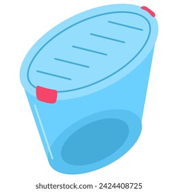 Plastic storage bin with lid and latch vector cartoon illustration isolated on a white background.