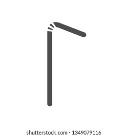 plastic straw silhouette black vector icon. plastic straw isolated on white background. plastic pollution problem