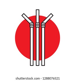 Plastic straws icon. Flat icon style. Stroke outline vector. Isolate on white background.