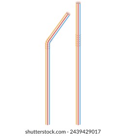 Plastic straws vector cartoon illustration isolated on a white background.