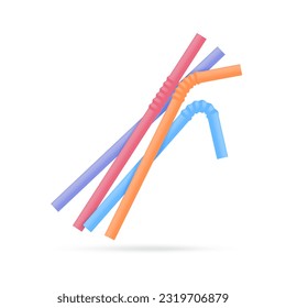 Plastic straws. Waste plastic reduction concept for the planet. 3d illustration