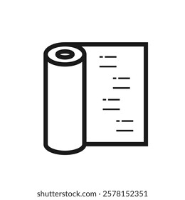 Plastic stretch film wrapping roll icon in line. Paper wrap, foil, baking paper tube pictogram. Editable stroke. For web page, mobile interface. Vector illustration isolated on white background