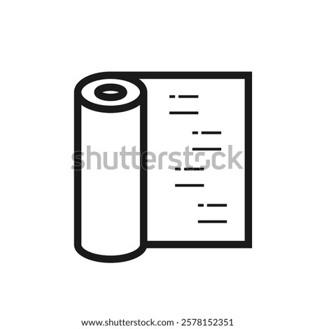 Plastic stretch film wrapping roll icon in line. Paper wrap, foil, baking paper tube pictogram. Editable stroke. For web page, mobile interface. Vector illustration isolated on white background