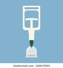 Plastic Suction Machine With Cup And Bleeding Skin Illustration. Vector Illustration. 