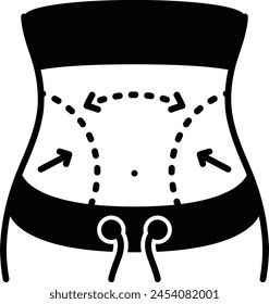 plastic surgeon makes incisions concept, removing fat between bellybutton and pubic hair vector icon design, Cosmetology or Cosmetologist Symbol, esthetician or beautician Sign, Beauty treatment stock