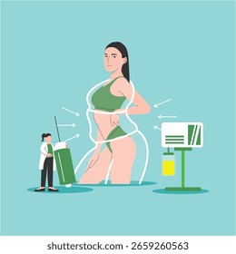 Plastic Surgeon Performing Liposuction Procedure, Medical Illustration