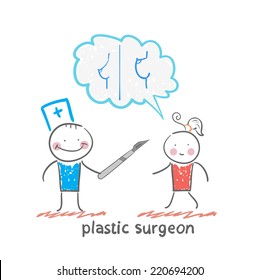 plastic surgeon says with a patient about breast augmentation
