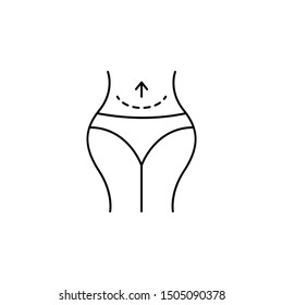 plastic surgery belly line icon on white background