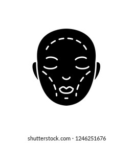 Plastic surgery black icon, vector sign on isolated background. Plastic surgery concept symbol, illustration 