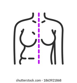 cuerpo de cirugía plástica antes y después, icono lineal. Trazo editable