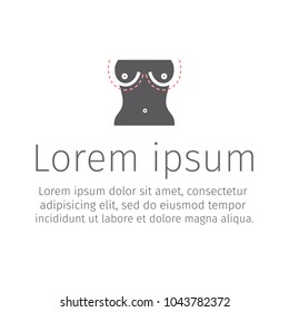 Plastic surgery of breast. Tits correction. Vector illustration for websites