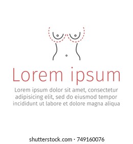 Plastic surgery of breast. Tits correction. Vector illustration for websites, magazines, brochures