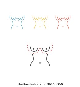 Plastic surgery of breast. Tits correction. Vector illustration for websites
