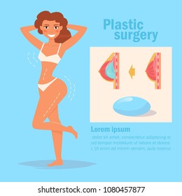 Plastic surgery. Breast  Vector. Cartoon. Isolated art