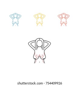 Plastic surgery of breast. Vector illustration for websites