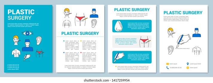 Plastic surgery brochure template layout. Body reconstruction. Flyer, booklet, leaflet print design with linear illustrations. Vector page layouts for magazines, annual reports, advertising posters