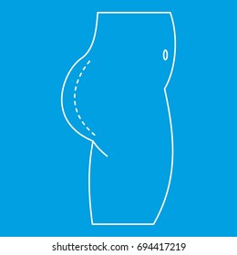 Plastic surgery of buttocks icon blue outline style isolated vector illustration. Thin line sign