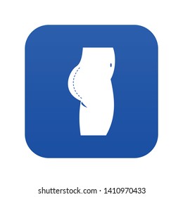 Plastic surgery of buttocks icon digital blue for any design isolated on white vector illustration