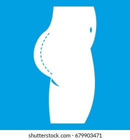 Plastic surgery of buttocks icon white isolated on blue background vector illustration