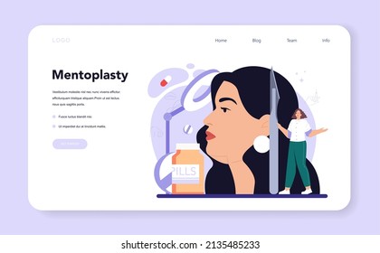 Plastic surgery concept. Idea of modern face aesthetic medicine. Mentoplasty, lifting beauty procedure.. Vector illustration in cartoon style