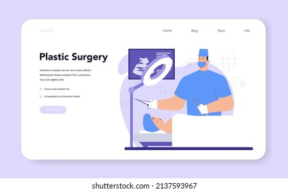 Plastic surgery concept. Idea of modern aesthetic medicine. Liposuction and lifting beauty procedure. Mentoplasty and hair transplantation. Vector illustration in cartoon style