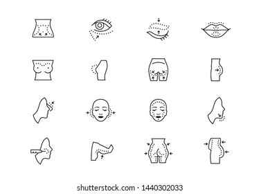 Plastic surgery. Editable line vector icons