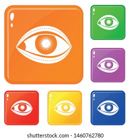 Plastic surgery of eye icons set collection vector 6 color isolated on white background