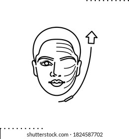 Plastic Surgery And Face Lifting,  Thread Lift Vector Icon In Outlines