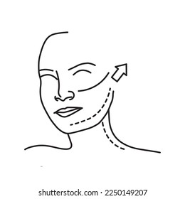 plastic surgery, facelift vector icon in outlines.