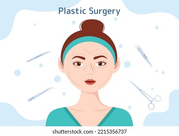 Plastic Surgery Flat Cartoon Hand Drawn Templates Illustration of Medical Surgical Operation on the Body or Face as Expected using Advanced Equipment