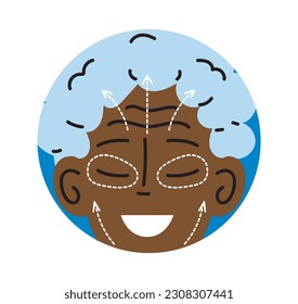 Concepto de ícono de cirugía plástica. Cambio de forma de cara, mejillas y frente. Cirugía estética y plástica. Plantilla, disposición y burla. Dibujo vectorial plano de dibujos animados aislado en fondo blanco